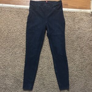 SPANX Womans Lg Dark Blue Faux Denim Skinny Jeggings Like New